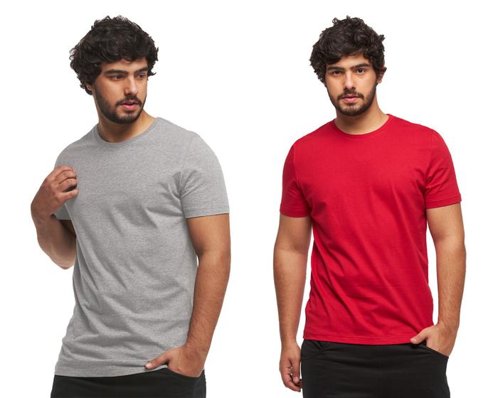 Imagem de Kit com 02 camisetas basicas masculina lisa longa - c5
