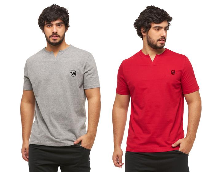 Imagem de Kit com 02 camisetas basicas wooks masculina gola portuguesa - wc3