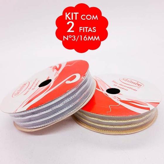 Imagem de KIT com 02 Fitas Metalicas Sinimbu R:9301/16mm 10mt - Sem Arame - Cor:C01/02