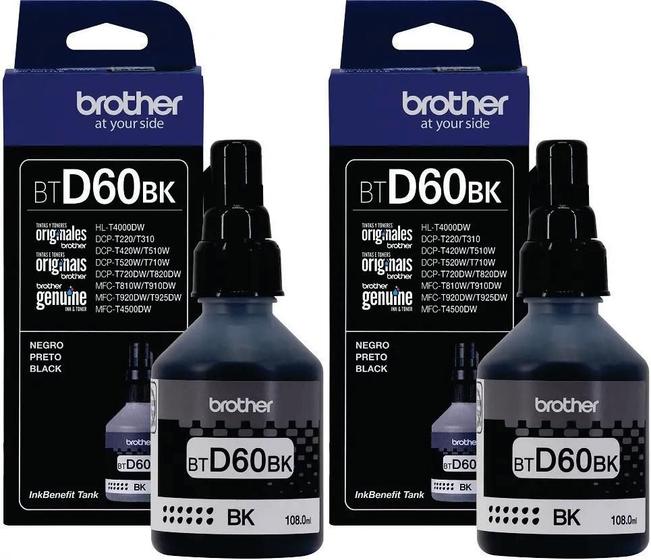 Imagem de Kit com 02 Garrafas Refil de Tinta Brother BTD60BK Preto Original