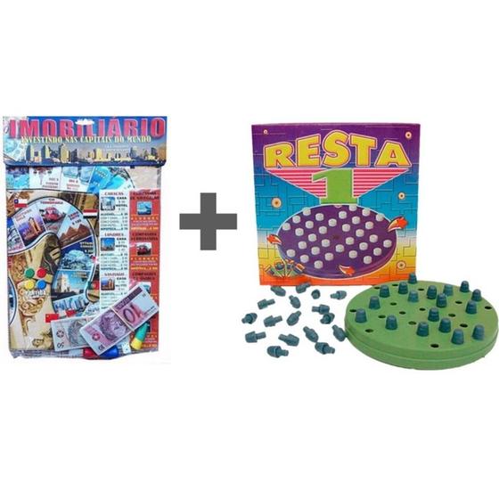 Imagem de Kit Com 02 Jogos - Jogo Imobiliario Simples (  + Resta 1 / Muita Diversão Pra Sua Casa