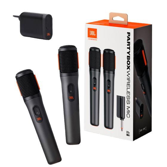 Imagem de  Kit Com 02 Microfones Sem Fio Jbl Preto Wireless Original