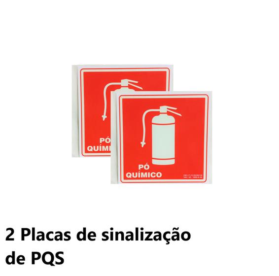 Imagem de Kit com 02 placas de sinalização fotoluminescente PQS Pó químico