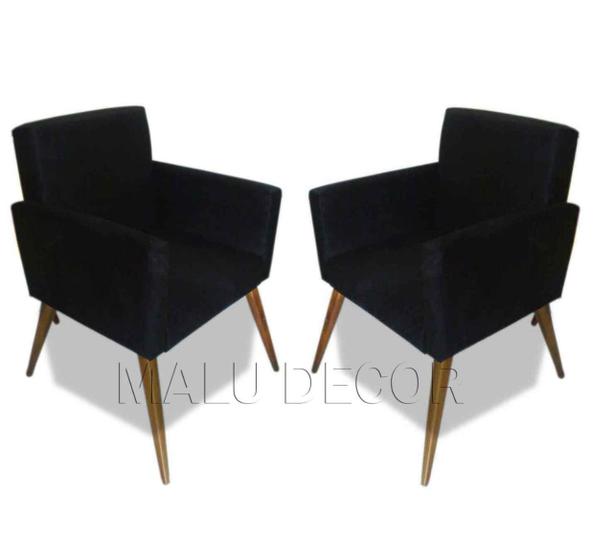 Imagem de Kit com 02 poltronas decorativas nina preta suede