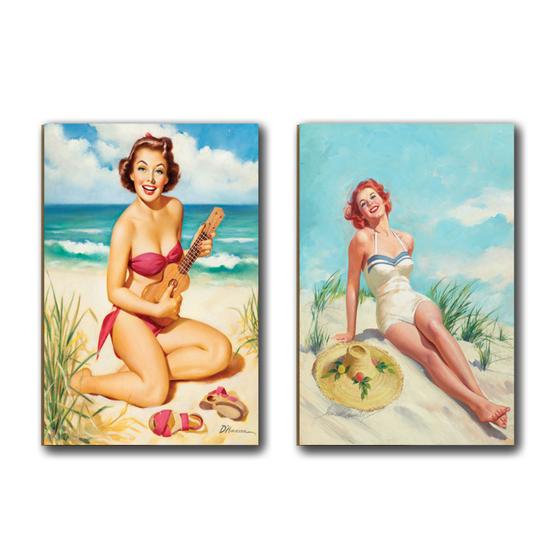 Imagem de Kit com 02 Quadros Placas MDF 3mm Pin-Up Decoração Parede
