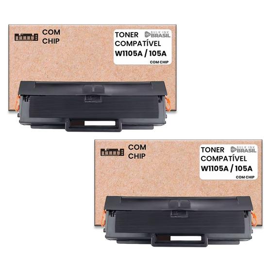 Imagem de kit com 02 toner 105a compatível preto com chip para impressora HP 107A 1k