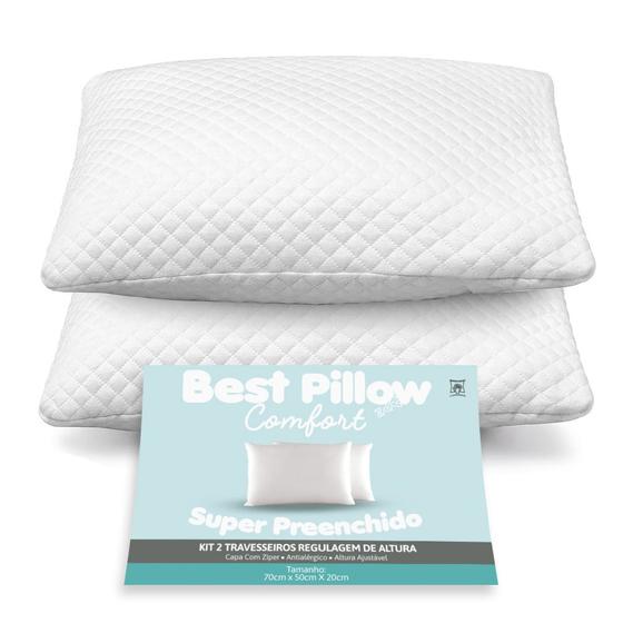 Kit com 02 Travesseiros Regulagem de Altura - 70cm x 50cm - Travesseiro Matelado Menor preço em Kit com 02 Travesseiros Regulagem de Altura - 70cm x 50cm - Travesseiro Matelado