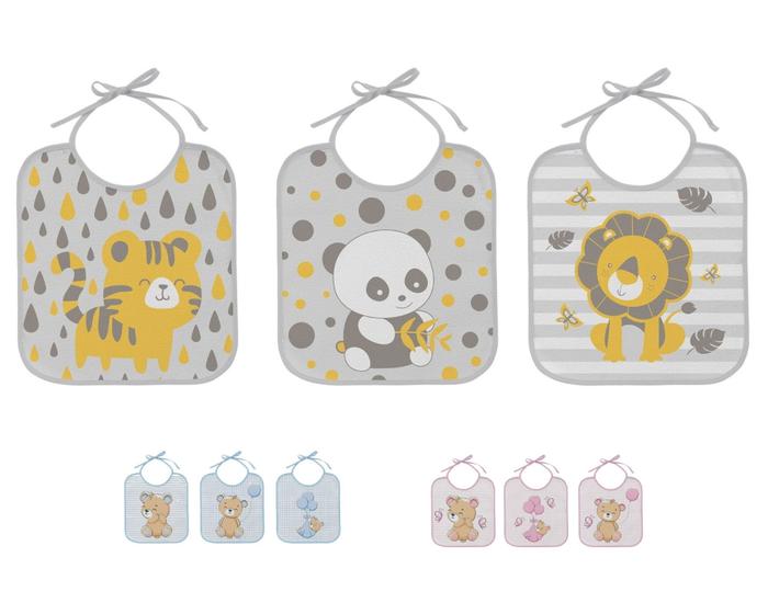 Imagem de Kit com 03 babadores estampados algodão
