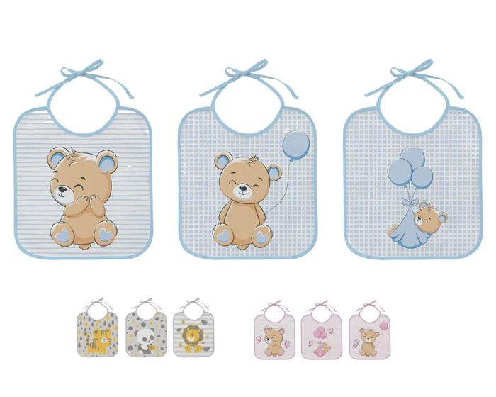 Imagem de Kit com 03 babadores estampados algodão - INCOMFRAL