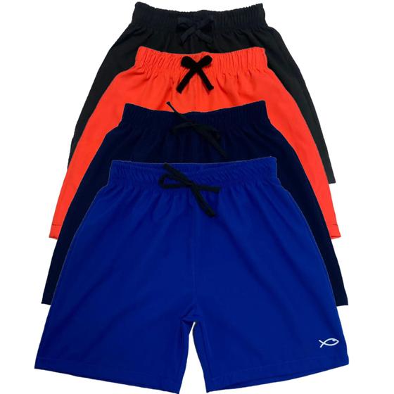 Imagem de Kit Com 03 Bermuda de Elástano Infantil e Juvenil Masculina Liso Menino Praia