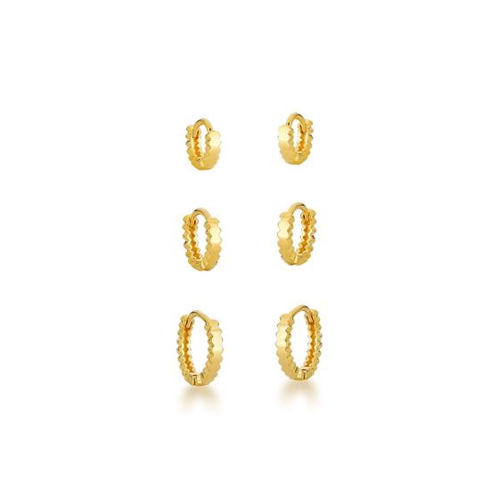 Imagem de Kit com 03 Brincos Argolas trabalhados banhados a  Ouro 18k