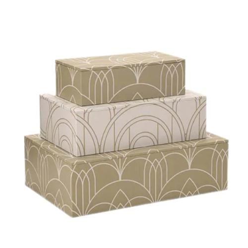 Imagem de Kit com 03 Caixas Decorativas em Canvas/MDF Verde Estampado - Mart