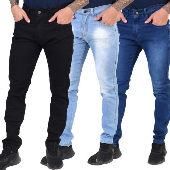 kit Com 03 Calças Jeans Masculina Skynni Com Lycra Lançamento Premium Menor preço em kit Com 03 Calças Jeans Masculina Skynni Com Lycra Lançamento Premium