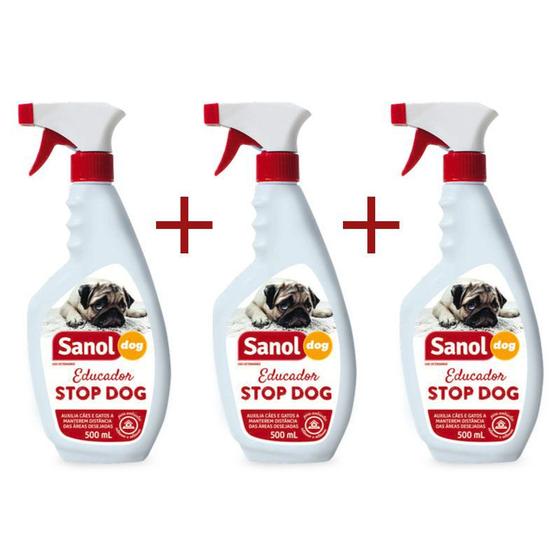 Kit com 03 Educador Stop Dog Spray 500ml Cachorro Gato Xixi nao pode