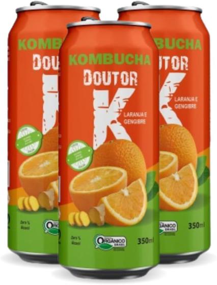 Imagem de Kit Com 03 - Kombucha Orgânica Sabor Laranja e Gengibre 350ml DRK