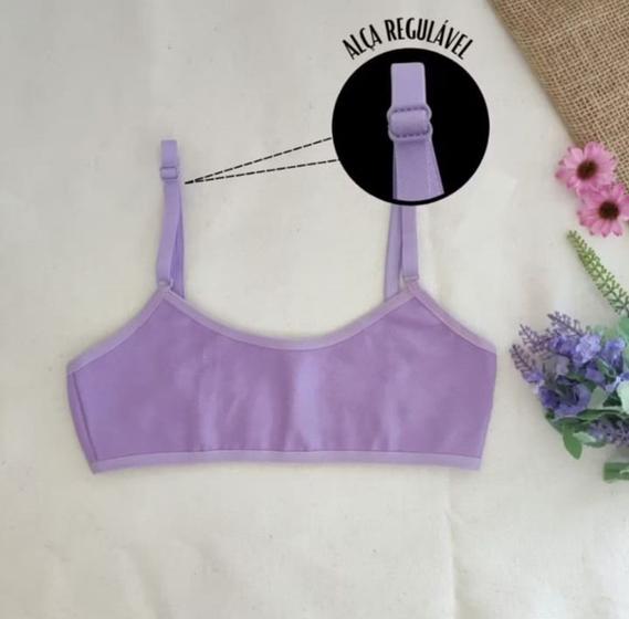 Imagem de kit com 03 top juvenil em cotton alça com regulagem   Sortido dia a dia