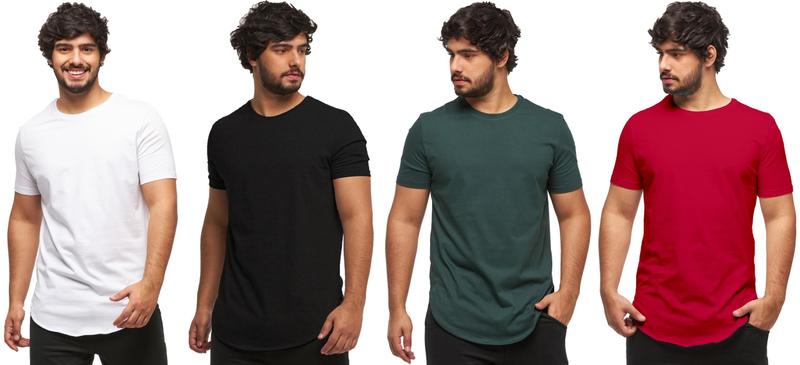 Imagem de Kit com 04 camisetas longline manga curta masculina