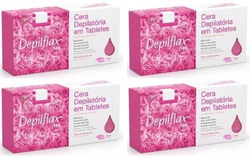 Imagem de Kit Com 04 Ceras Quente Depilatórias Depilflax Rosa 1kg