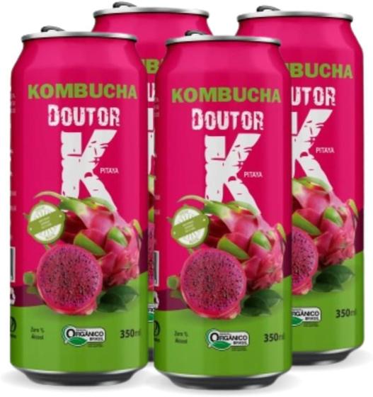 Imagem de Kit Com 04 - Kombucha Orgânica Sabor Pitaya 350Ml Drk