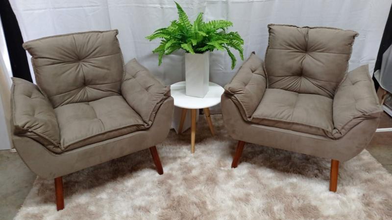 Imagem de Kit com 04 poltronas opala suede cappuccino - pandora decor