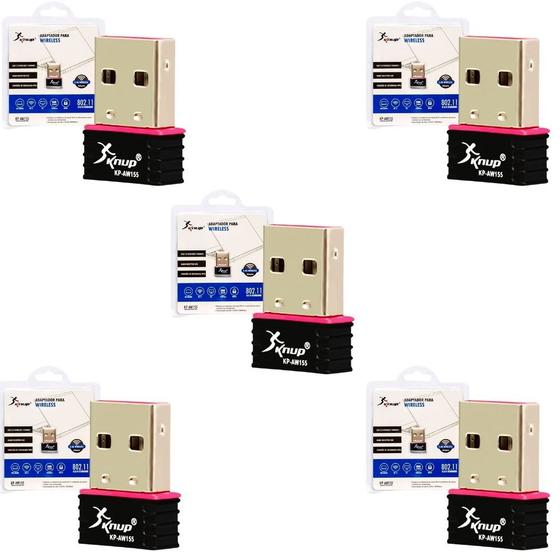 Imagem de Kit com 05 Adaptadores Wi-fi 2.4ghz 150mbps Usb Receptor Wireless Knup Pc Notebook Revenda Atacado