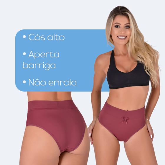 Imagem de kit com 05 Calcinha cós alto modeladora dia a dia conforto SORTIDO