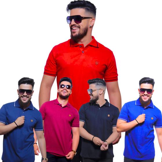 Imagem de Kit com 05 Camisas Gola Polo Tecido fio 30.1 100% Algodão