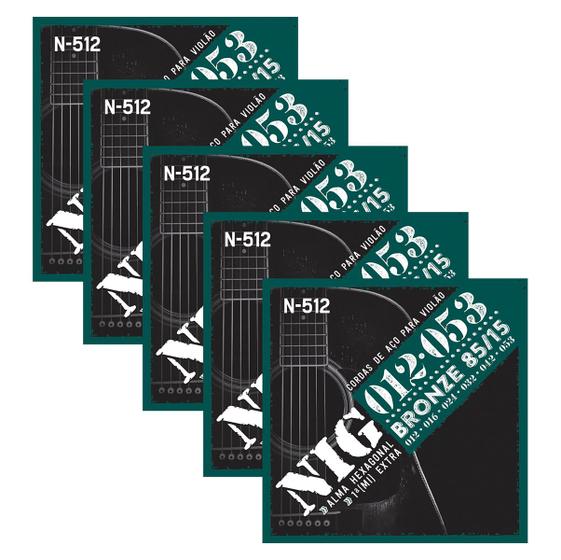 Imagem de Kit Com 05 Cordas Para Violao Aço Tensão Alta Nig 012 N-512