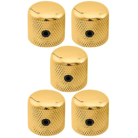 Imagem de Kit Com 05 Knobs Metal Para Guitarra e Contra Baixo Com Parafuso Dourado