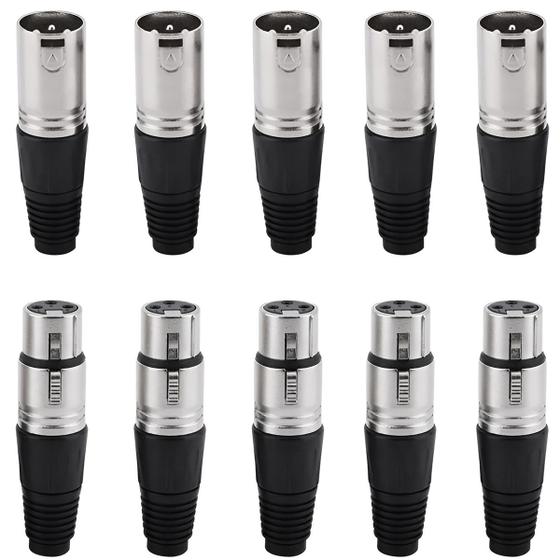 Imagem de Kit Com 05 Plugs Conectores XLR Canon Linha Macho e Fêmea