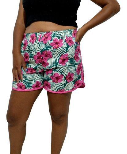 Imagem de Kit Com 05 Shorts Feminino Plus Size De Elástico Estampado