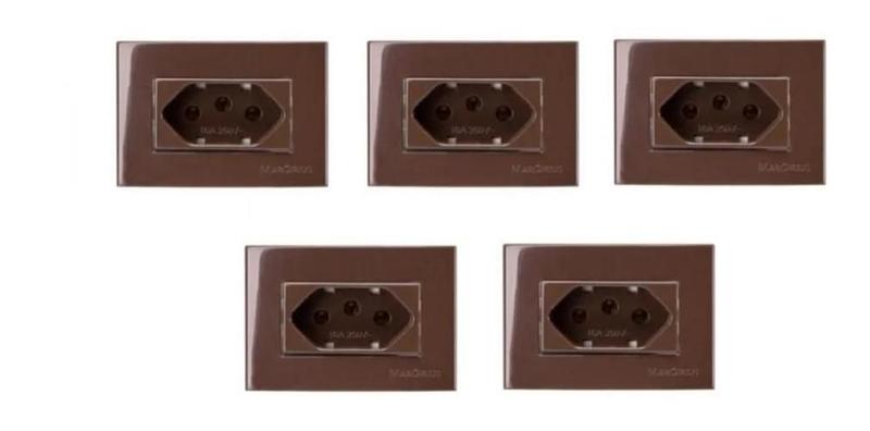 Imagem de Kit Com 05 Tomada Para Moveis Margirius 2P+T Marrom 20A 250V