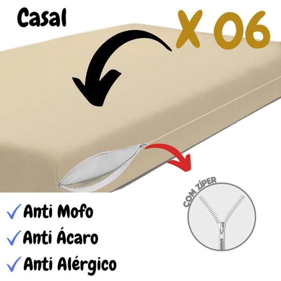 Imagem de Kit Com 06 Capa Protetora Para Colchão De Casal Bege