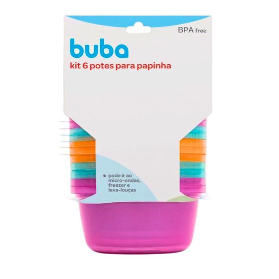 Imagem de Kit Com 06 Potes Infantil Coloridos Para Papinha Com Tampa 240ml 6758 - Buba