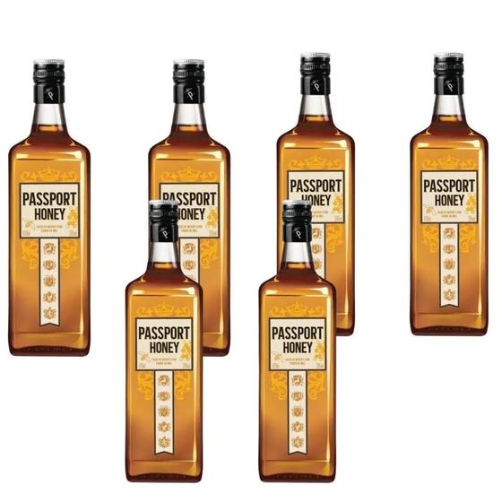 Imagem de Kit com 06 Unidades Uísque Passport Honey Mel 670ml