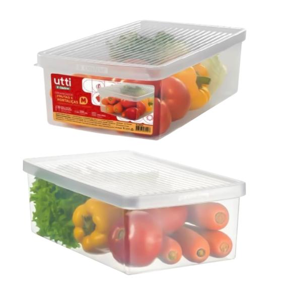 Imagem de Kit com 08 potes organizador plástico frutas / Legumes / verduras, na geladeira