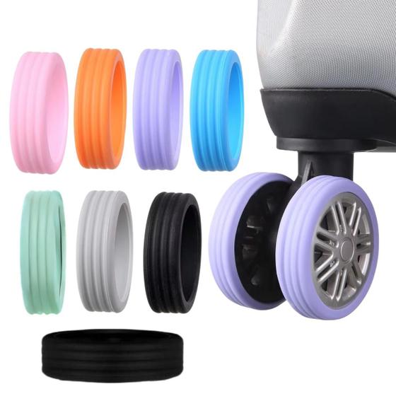 Imagem de Kit Com 08 Unidades Protetor Silicone Para Rodas Mala Bagagem