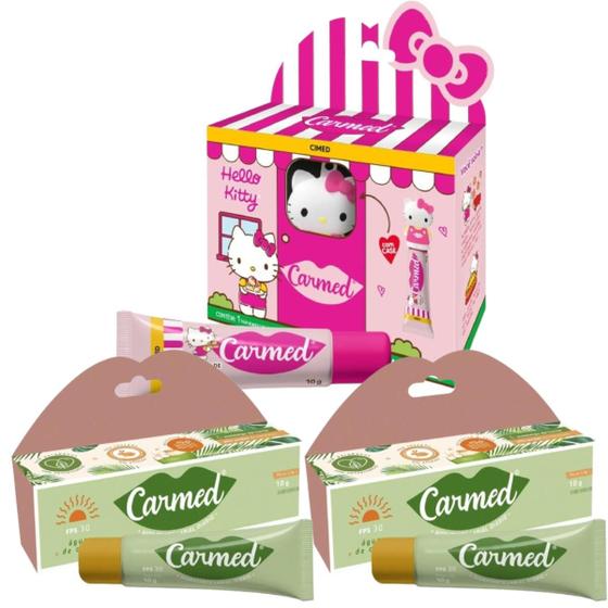 Imagem de Kit com 1 Carmed Hello Kitty e 2 Carmed Água de Côco