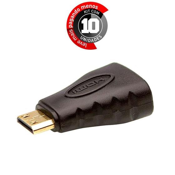 Imagem de Kit Com 10 Adaptador Hdmi Fêmea Para Mini Hdmi Macho