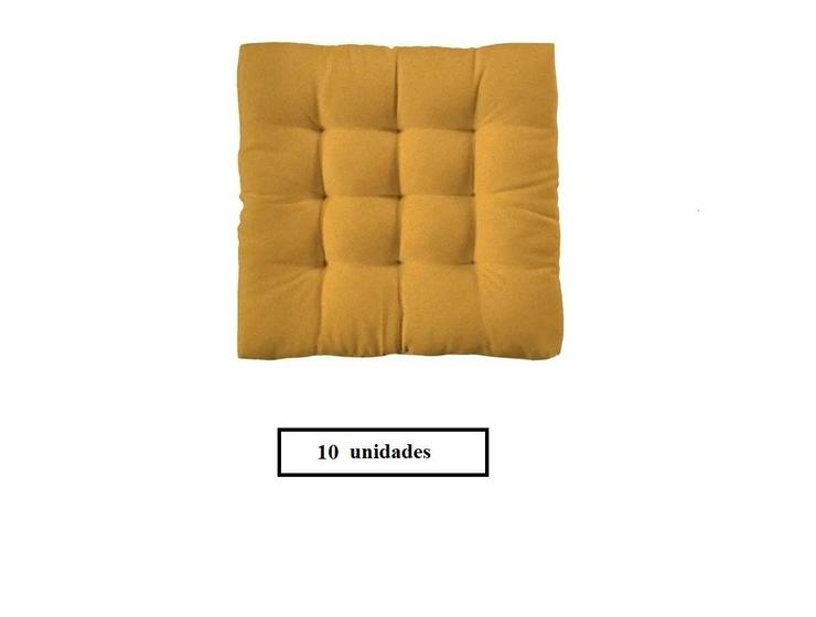 Kit com 10 almofadas futton assento para cadeira - mostarda bege Menor preço em Kit com 10 almofadas futton assento para cadeira - mostarda bege