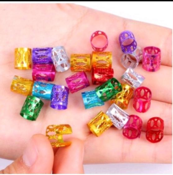 Kit com 10 anéis para tranças, boxbraids, twists e penteados dourado ou colorido(10 unidades) - Wincy festa