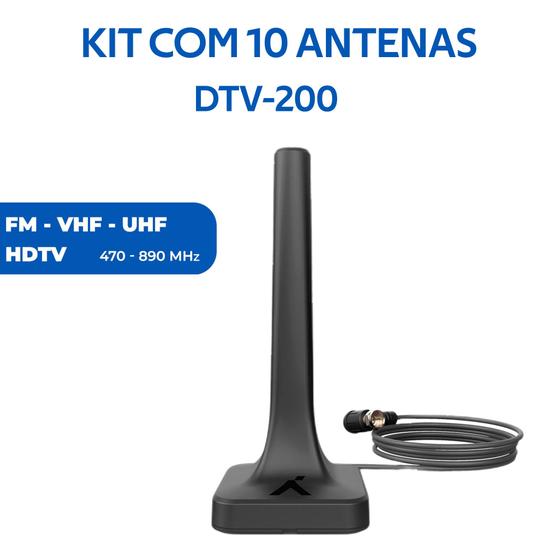Imagem de Kit com 10 Antenas Digital Interna com Cabo 2,5 metros Aquário - DTV-200