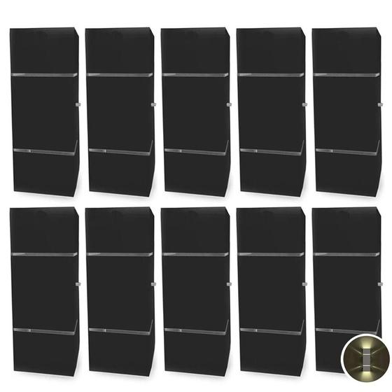 Imagem de Kit com 10 Arandelas na cor Preta Retangular 2 Frisos 2 Focos Soquete G9 - Bivolt Externa Mf116