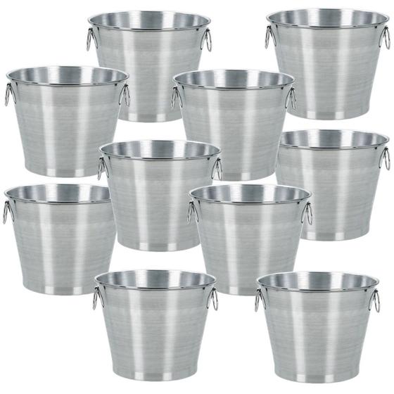 Imagem de Kit com 10 Baldes de Gelo Pequeno 2,5 litros n1 Alumínio Polido