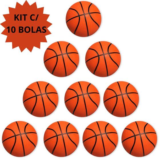 Imagem de Kit com 10 Bolas De Basquete Basketball Tamanho Oficial - Preço de Atacado