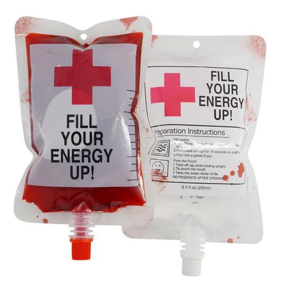 Imagem de Kit com 10 Bolsas de Sangue Falso para Bebidas - Energy