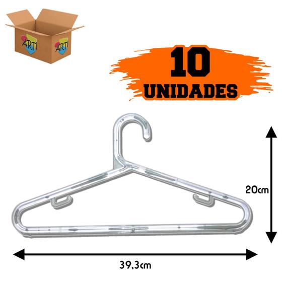 kit com 10 Cabides Tradicional Adulto Acrílico 8mm - organizadores para casa e loja Menor preço em kit com 10 Cabides Tradicional Adulto Acrílico 8mm - organizadores para casa e loja