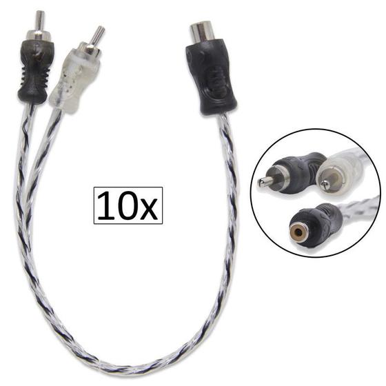 Kit com 10 Cabo Y RCA NWT 2 Macho 1 Fêmea 3,6mm 30cm Kit com 10 Cabo Y RCA NWT 2 Macho 1 Fêmea 3,6mm 30cm
