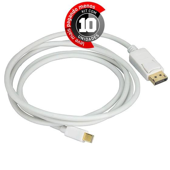 Imagem de Kit com 10 Cabos Mini Displayport para Displayport Branco