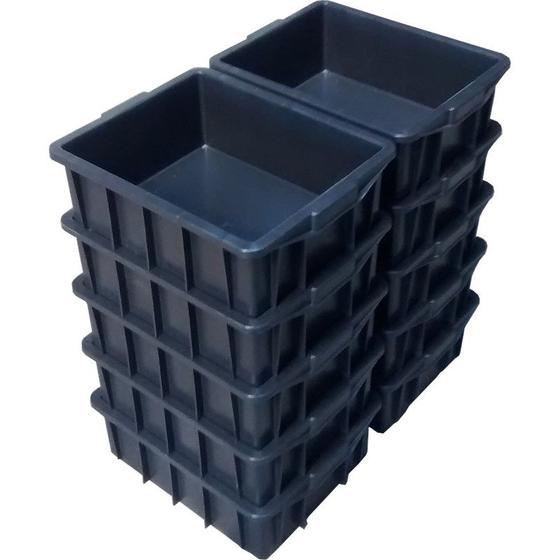 Imagem de Kit com 10 caixas 15 litros modelo 012 preta sem tampa